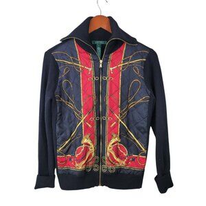 Ralph Lauren Equestrian Bishop Sweater Women’s Size Medium Zip Wool Silk Jacket